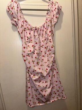 wild fable Pink Floral dress with Red Bloom Accents